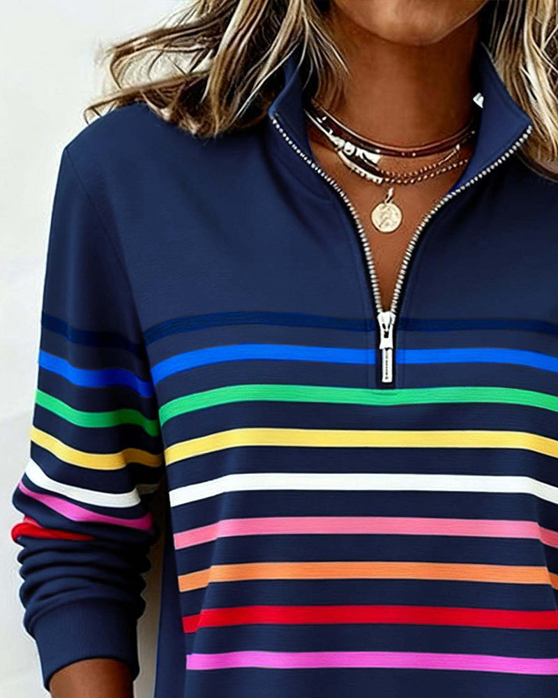 Mirka | Sweter w paski z suwakiem