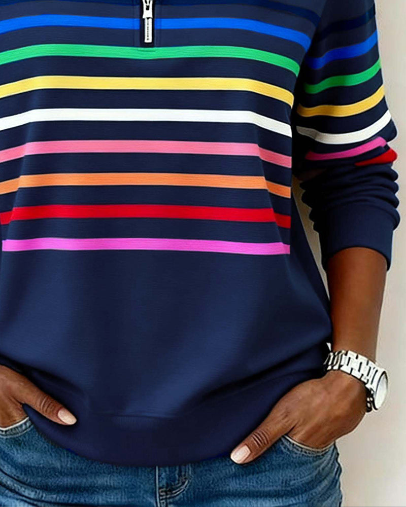 Mirka | Sweter w paski z suwakiem