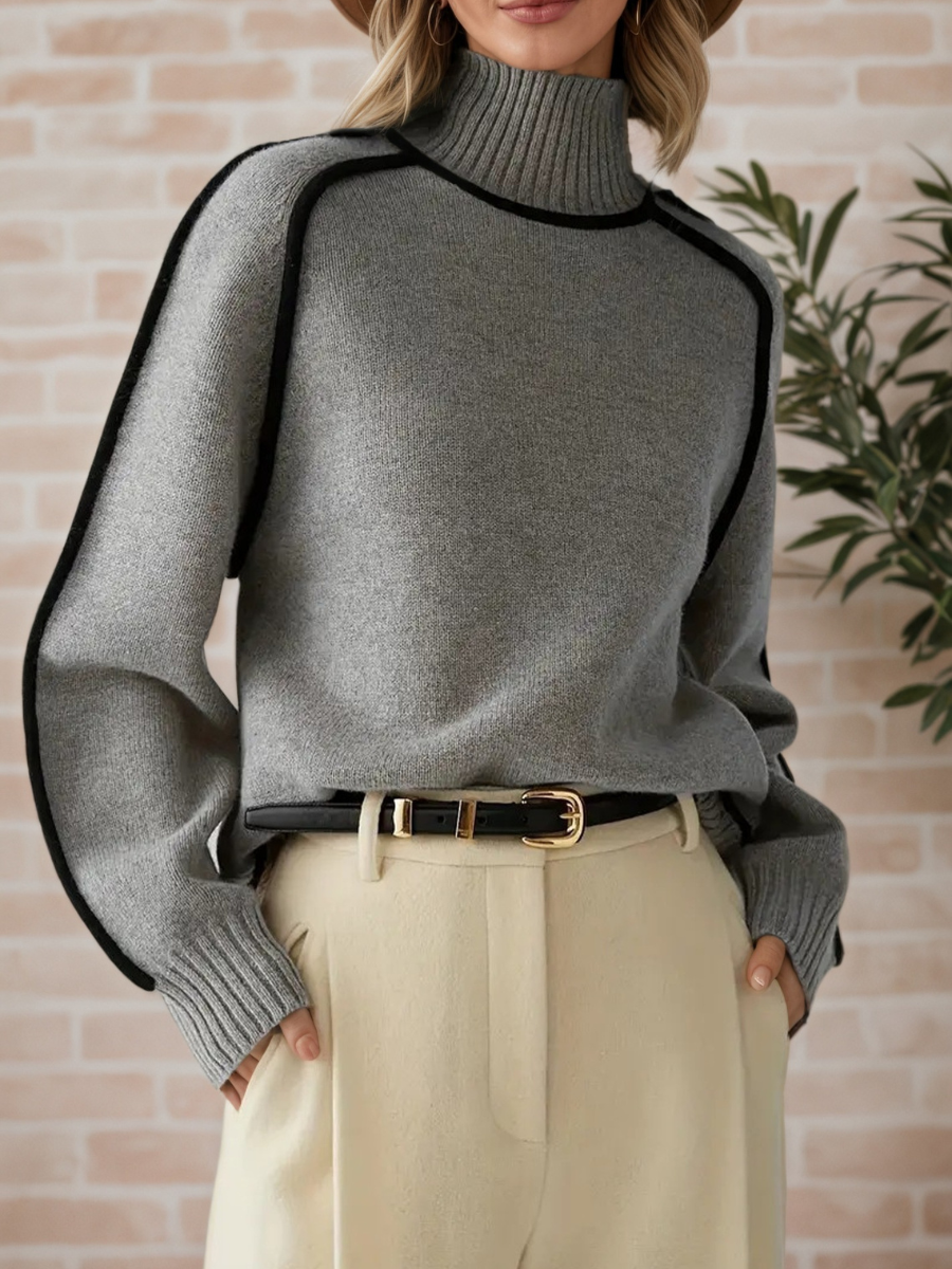 Dobromiła | Elegancki sweter z wysokim kołnierzem