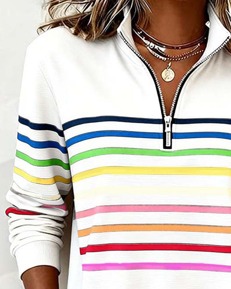 Mirka | Sweter w paski z suwakiem