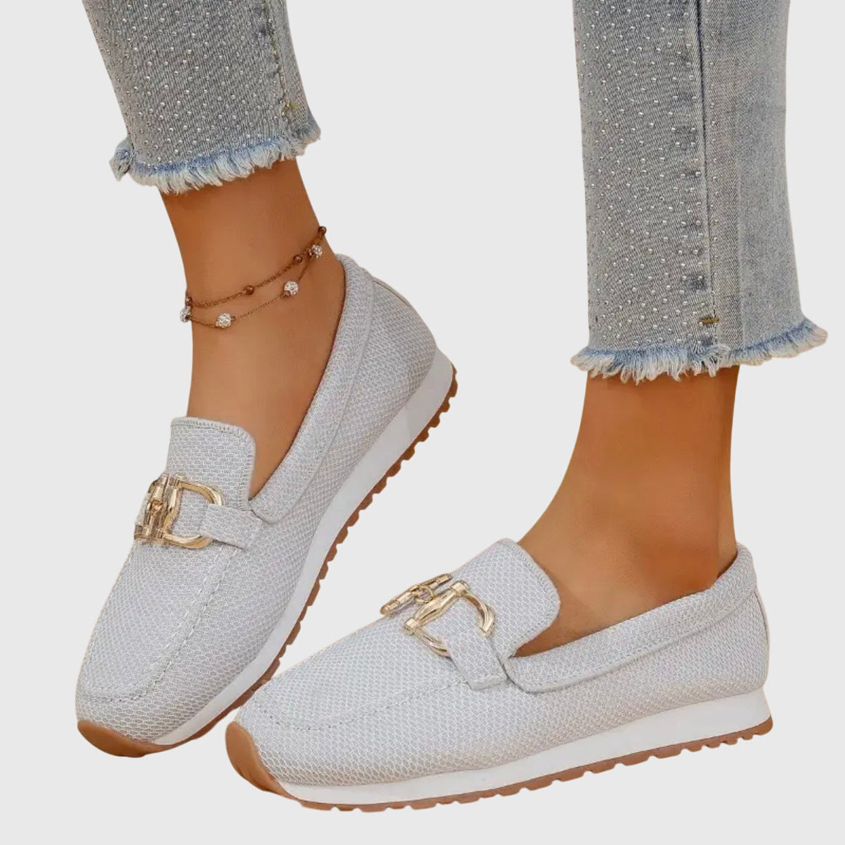 Emma | Wygodne mokasyny-sneakersy ze złotym detalem