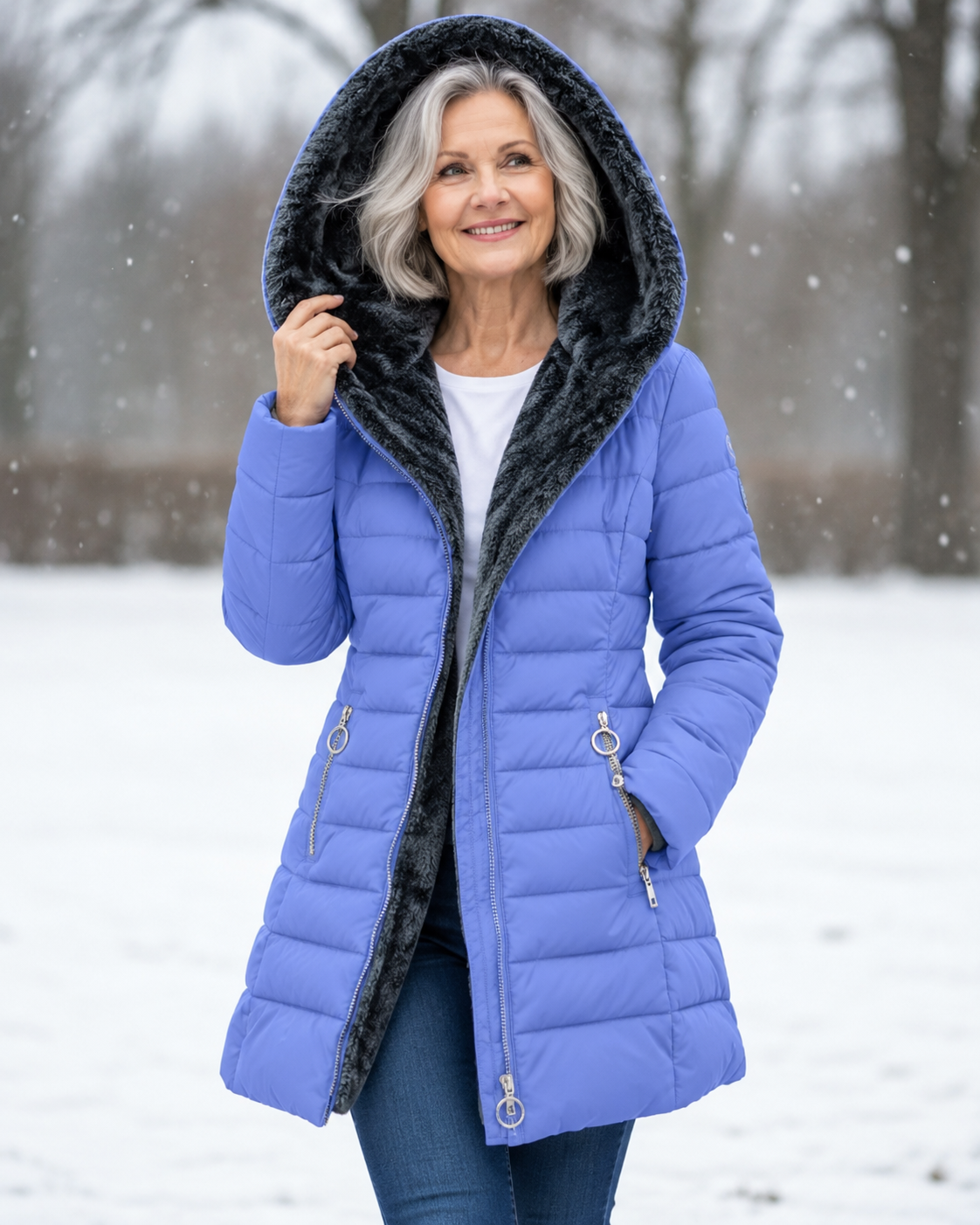 Anita | Pikowany płaszcz zimowy z kapturem