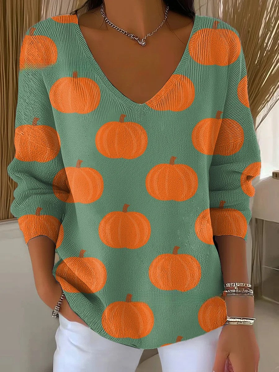 Oktawia | Dzianinowy sweter z dekoltem w serek