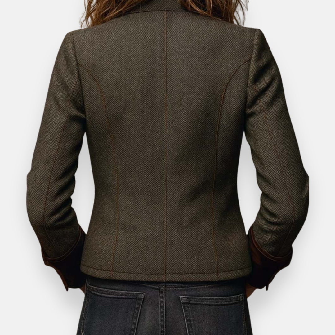 Dobrawa | Żakiet w stylu tweed z aksamitnymi detalami