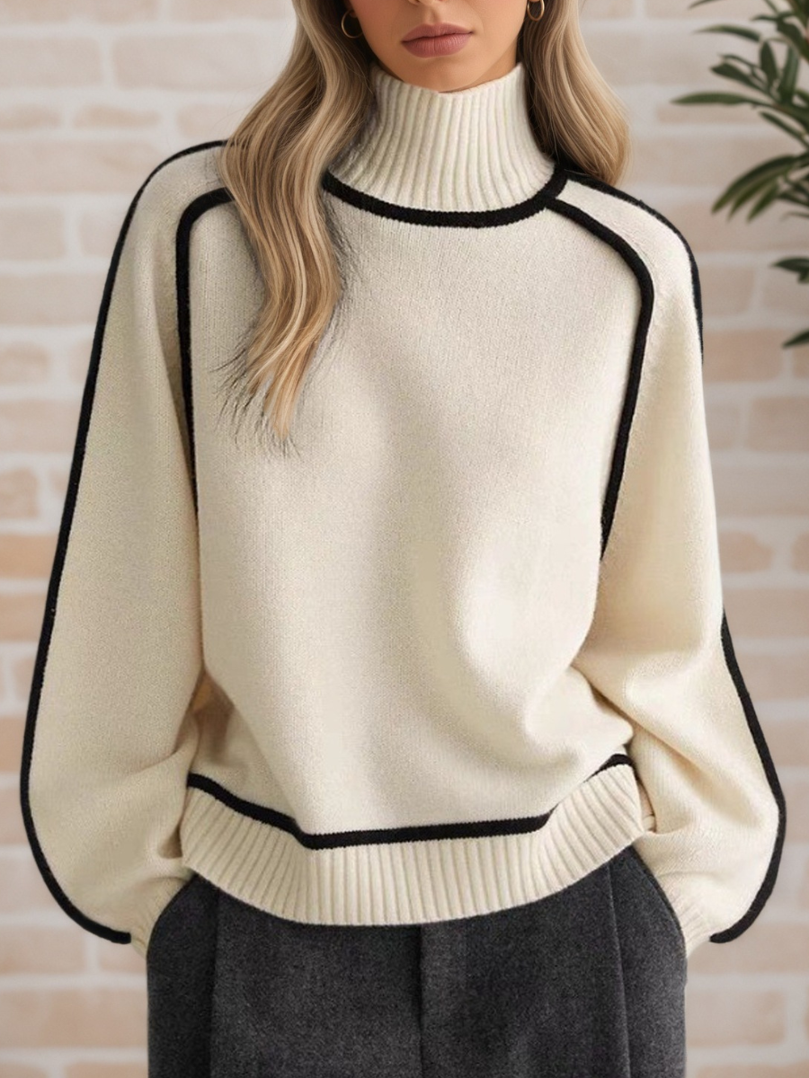 Dobromiła | Elegancki sweter z wysokim kołnierzem