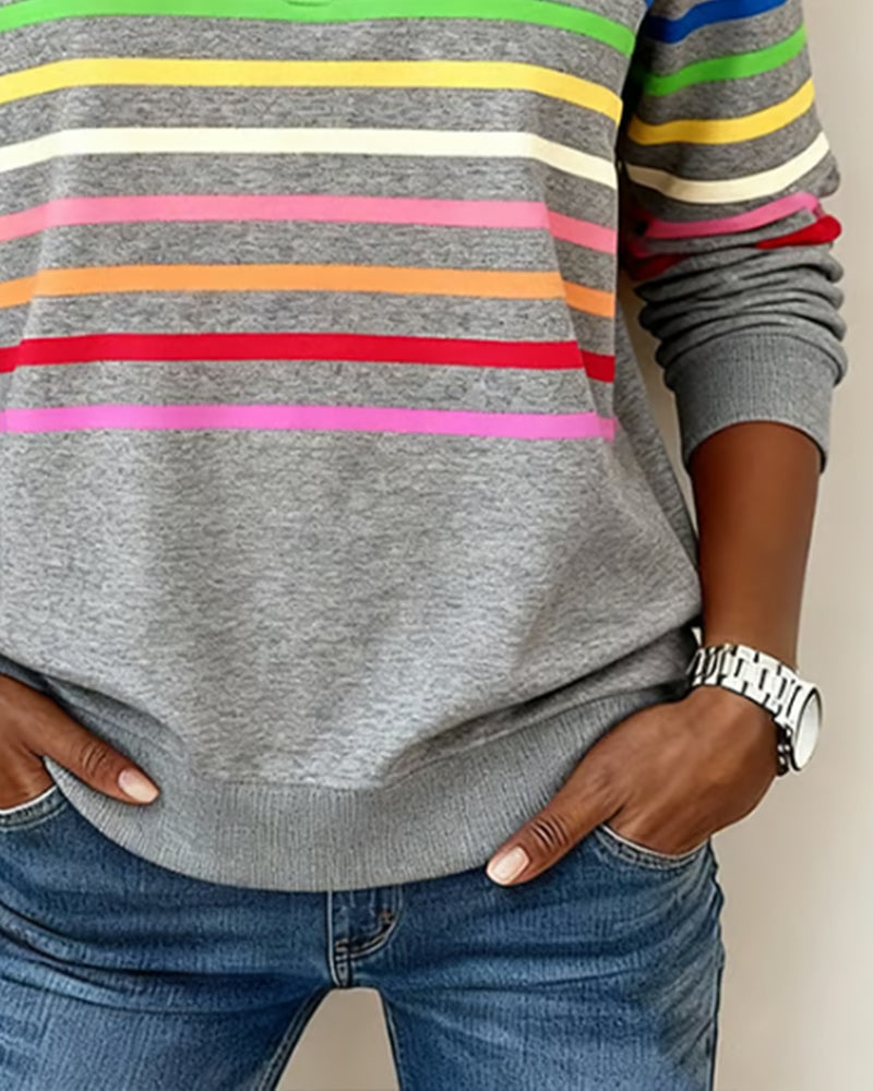 Mirka | Sweter w paski z suwakiem