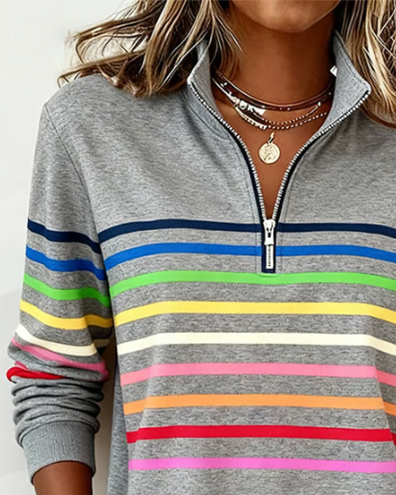 Mirka | Sweter w paski z suwakiem