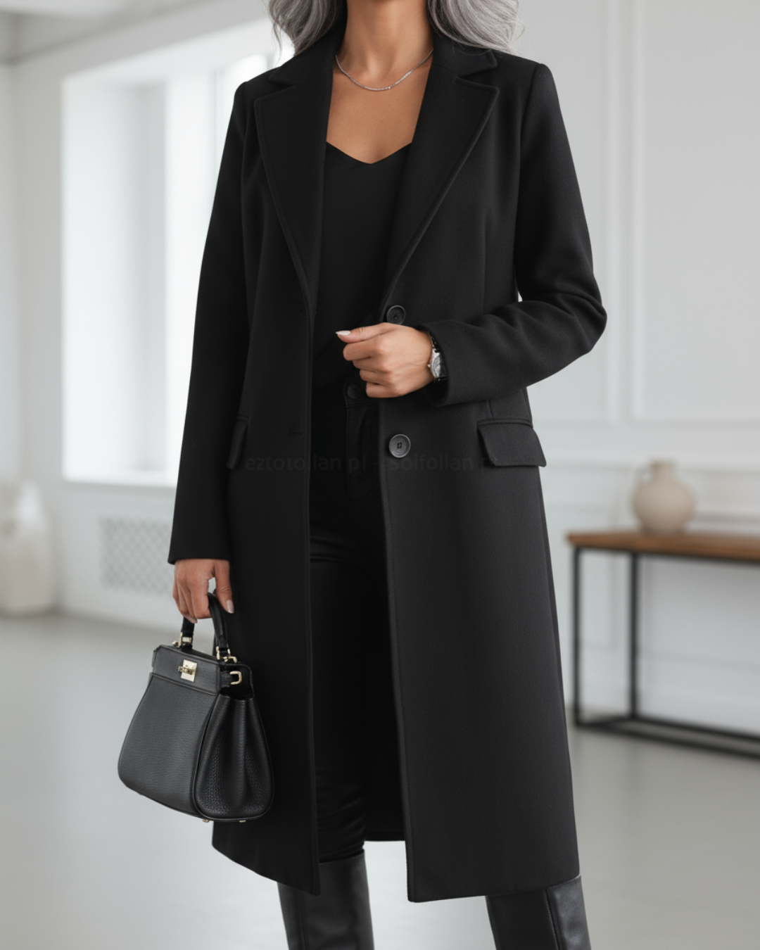 Anastazja | Elegancki długi płaszcz
