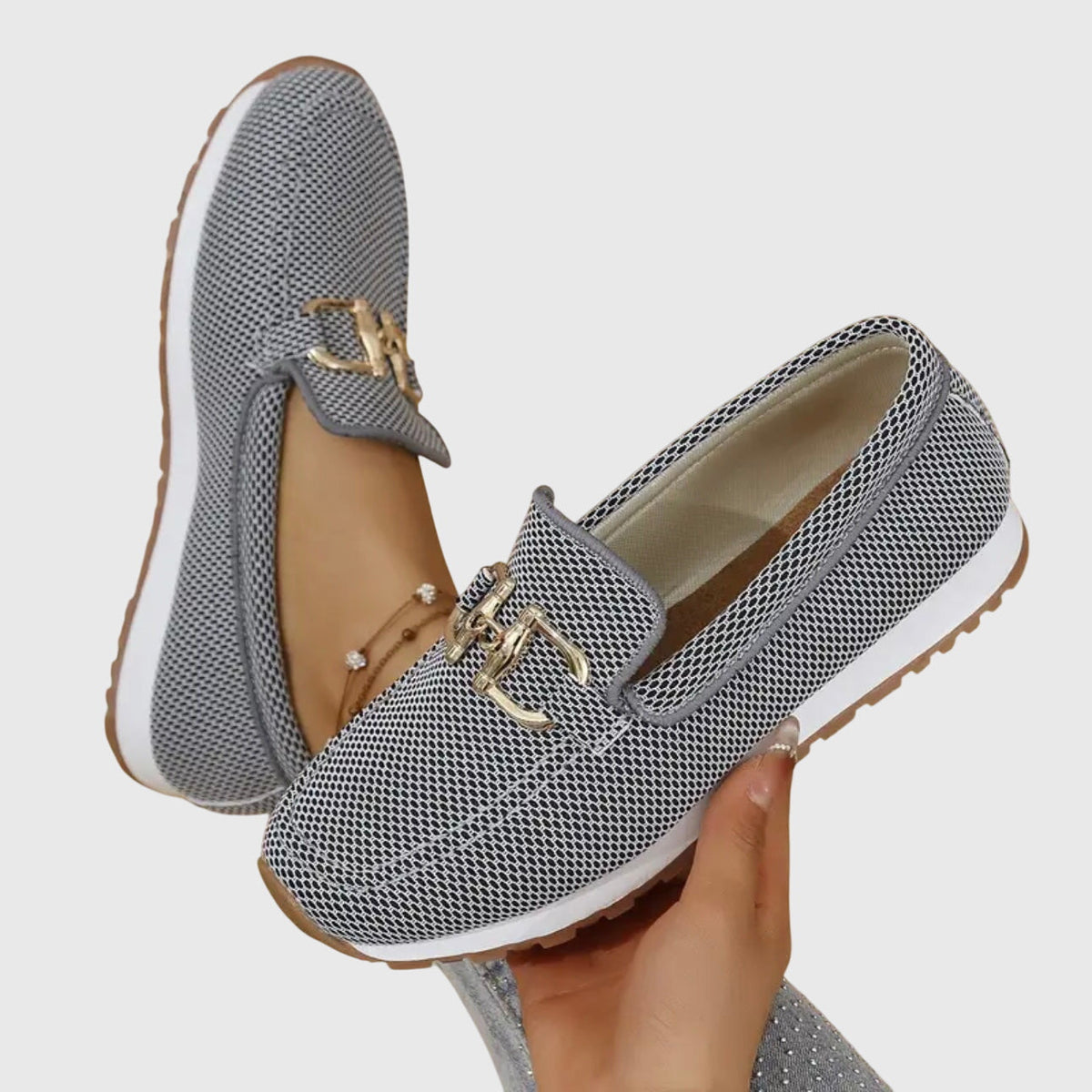 Emma | Wygodne mokasyny-sneakersy ze złotym detalem