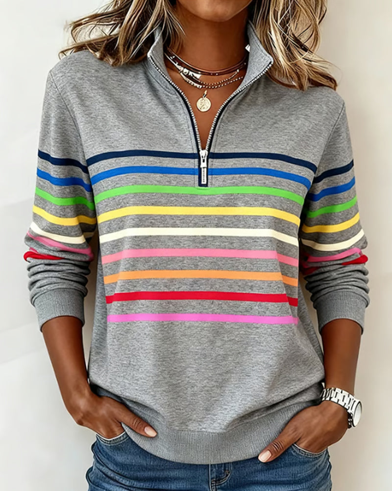 Mirka | Sweter w paski z suwakiem