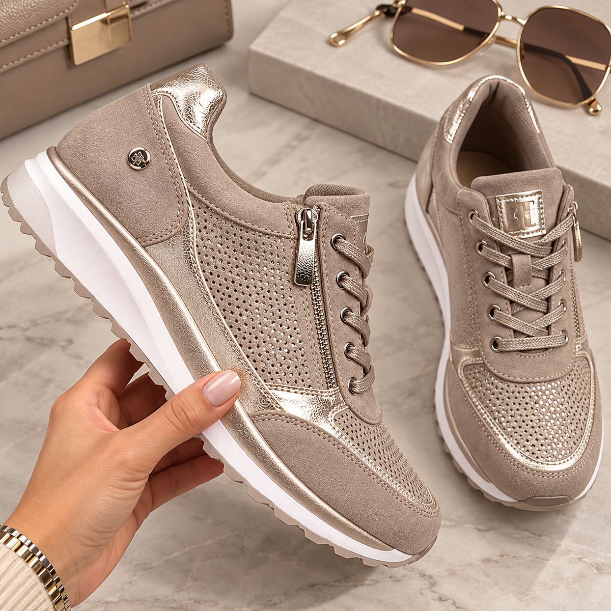 Eryka | Eleganckie sneakersy na zamek