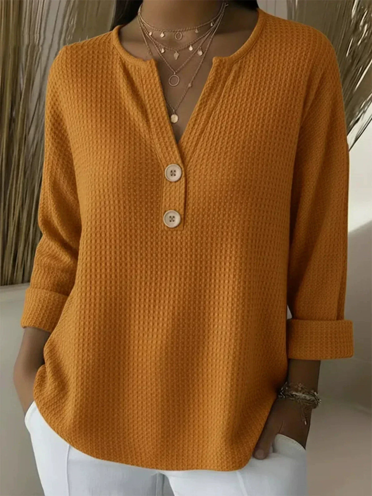Grażyna | Bluzka henley na guziki
