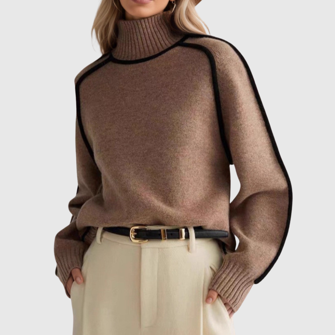 Dobromiła | Elegancki sweter z wysokim kołnierzem