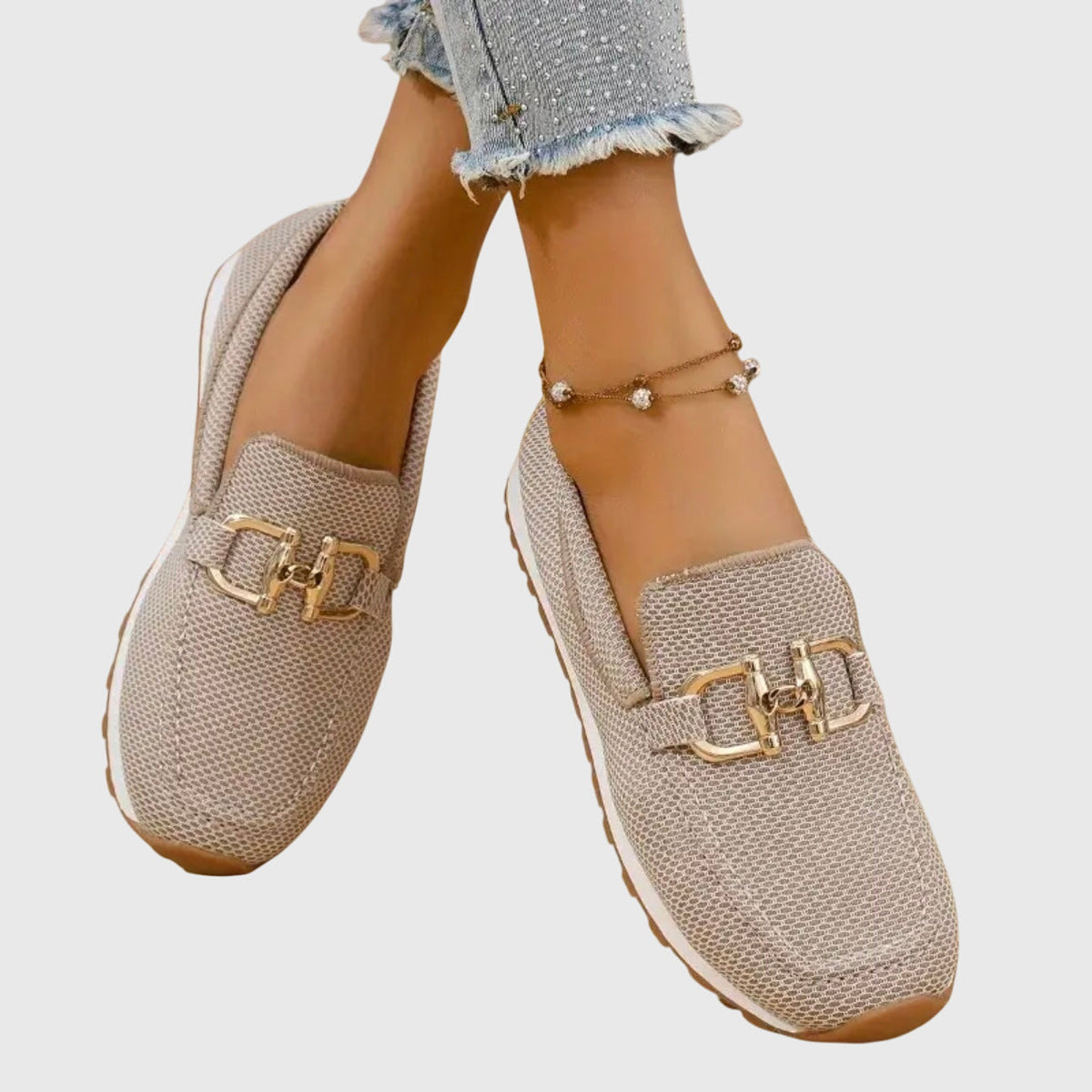 Emma | Wygodne mokasyny-sneakersy ze złotym detalem