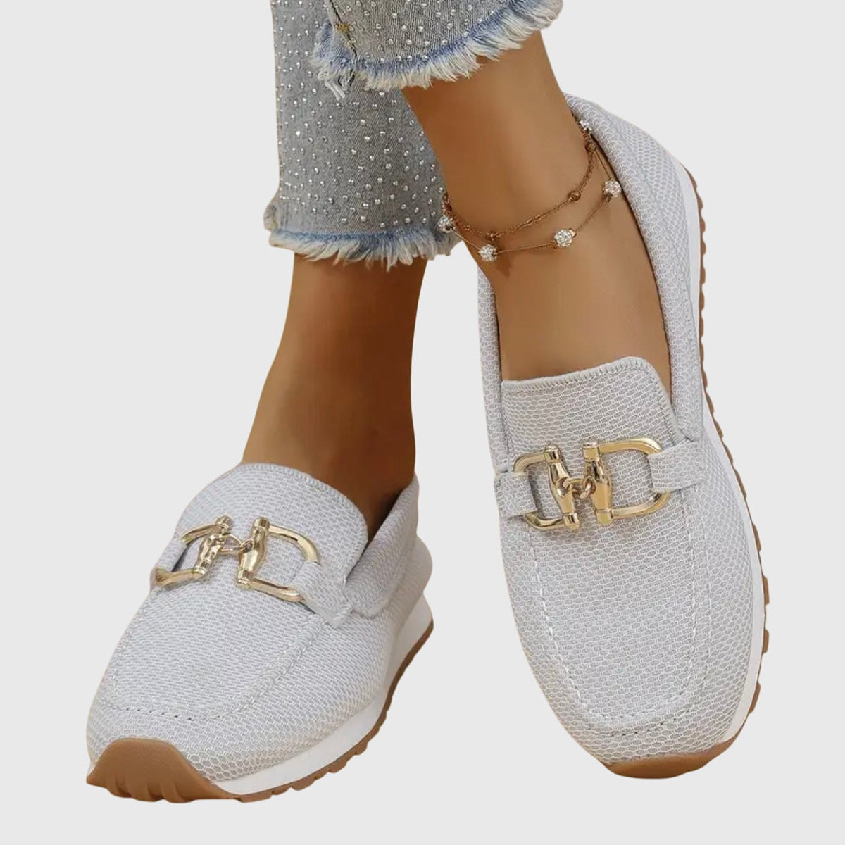 Emma | Wygodne mokasyny-sneakersy ze złotym detalem