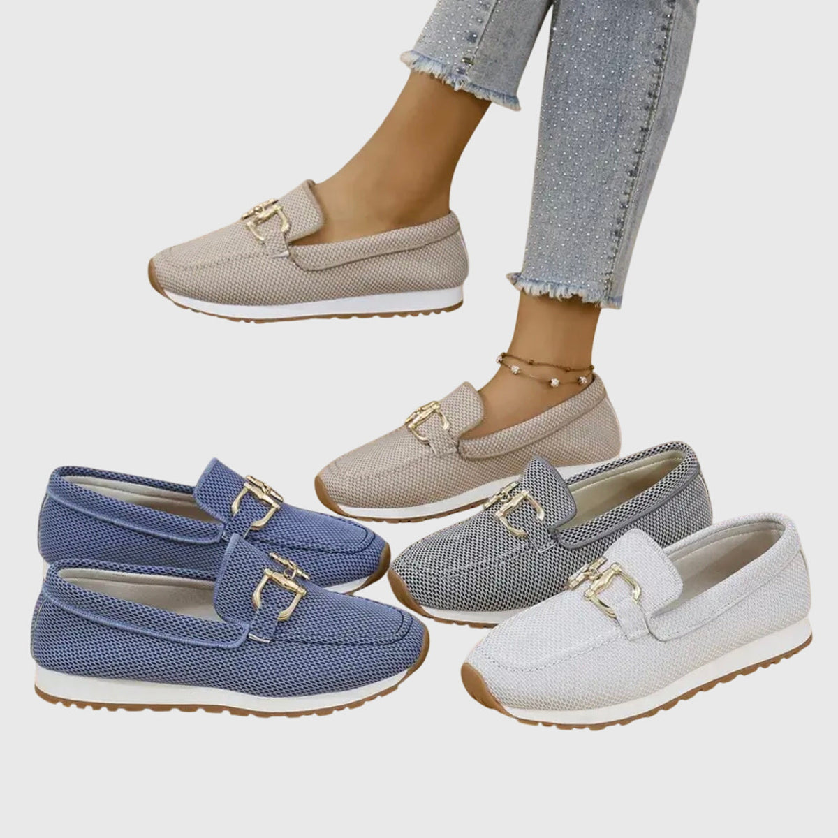Emma | Wygodne mokasyny-sneakersy ze złotym detalem