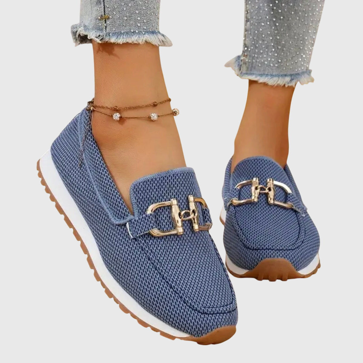 Emma | Wygodne mokasyny-sneakersy ze złotym detalem