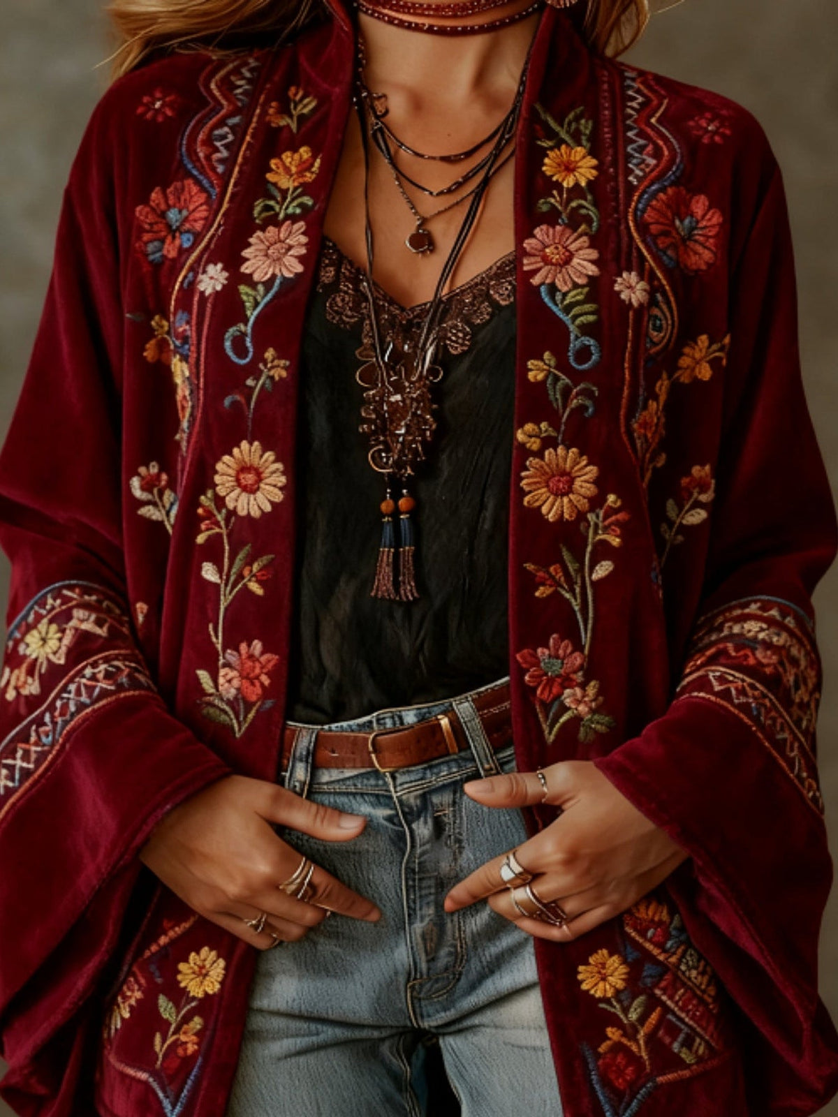 Erna | Kardigan boho z haftem