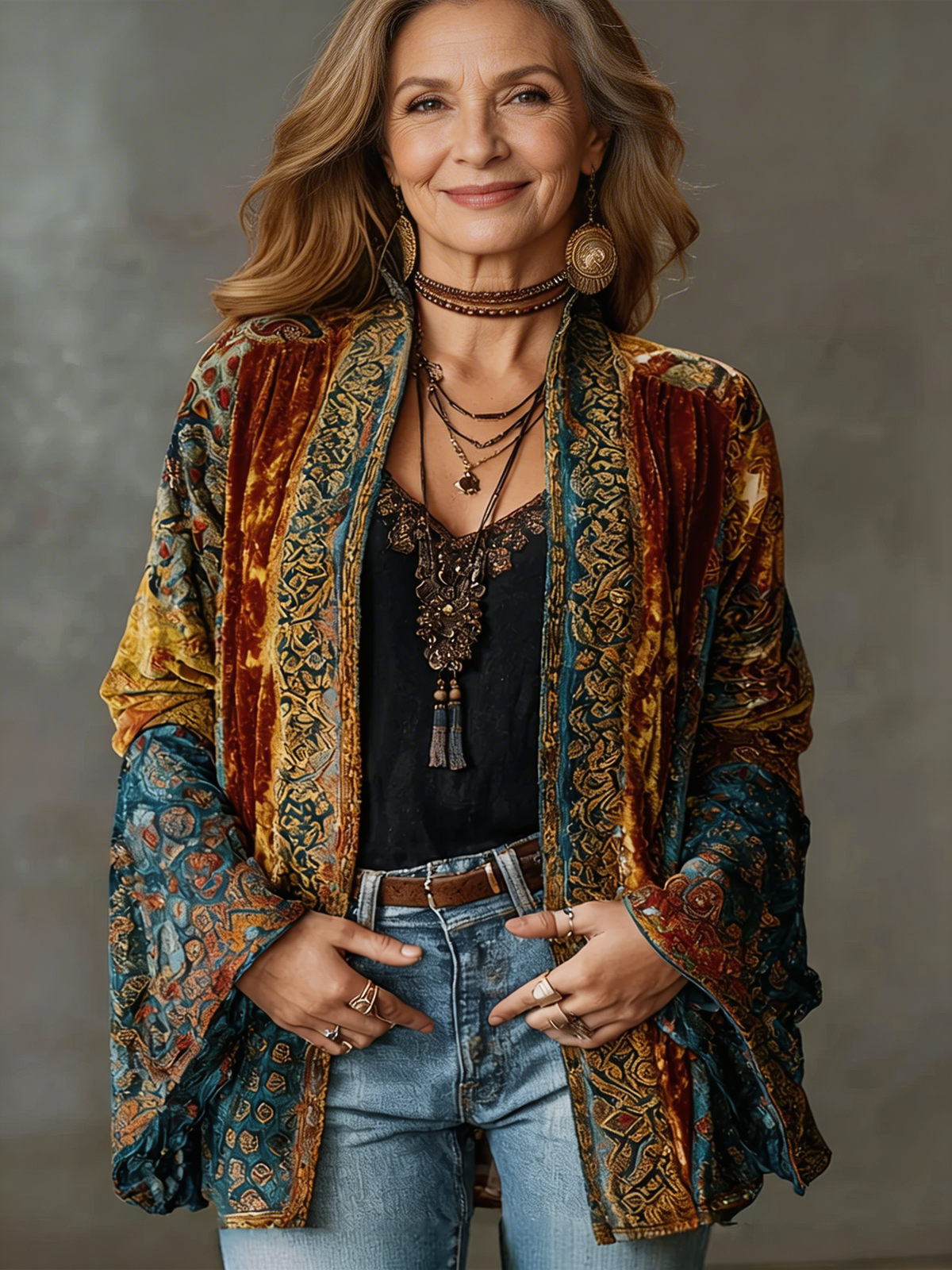 Erna | Kardigan boho z haftem