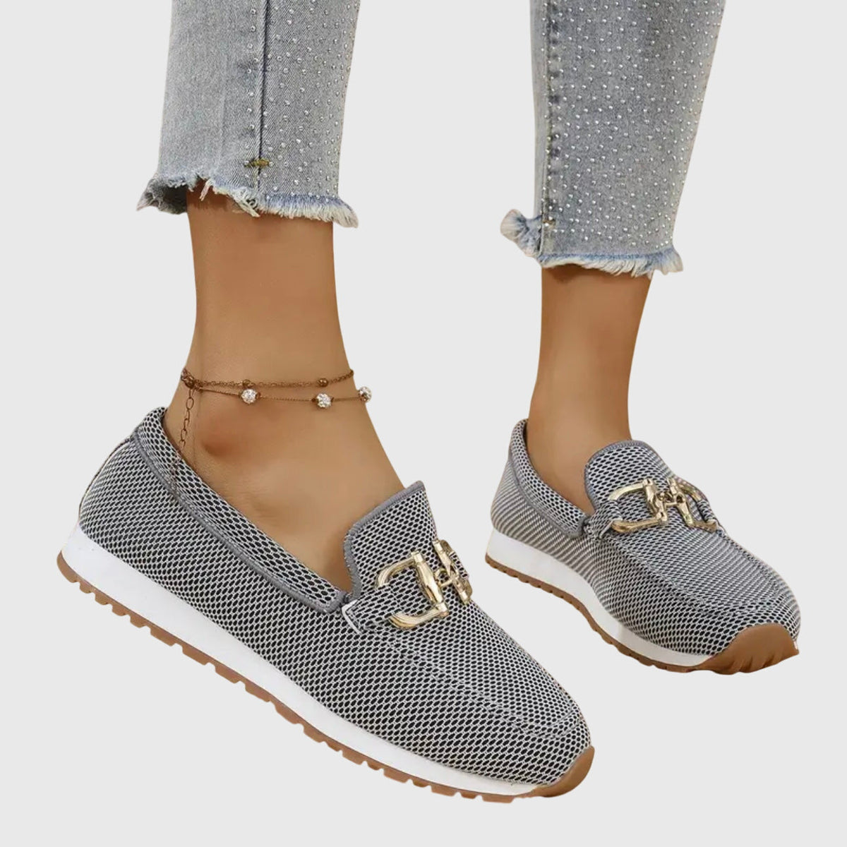 Emma | Wygodne mokasyny-sneakersy ze złotym detalem