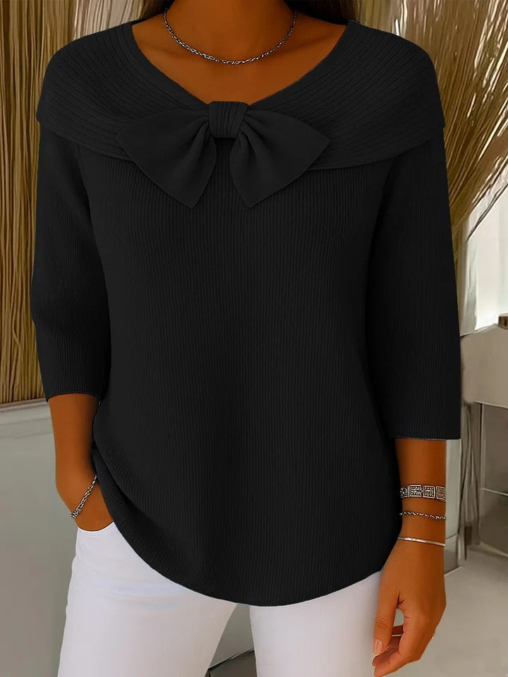 Teresa | Sweter z kokardą i okrągłym dekoltem