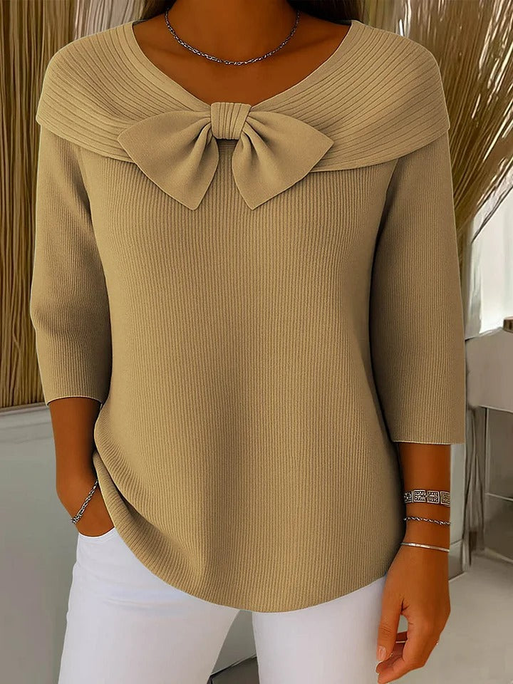 Teresa | Sweter z kokardą i okrągłym dekoltem