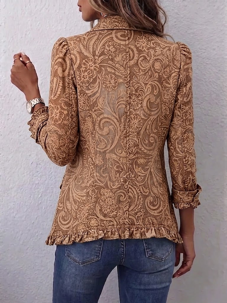 Renata | Kurtka vintage z falbankami w kwiatowy wzór boho